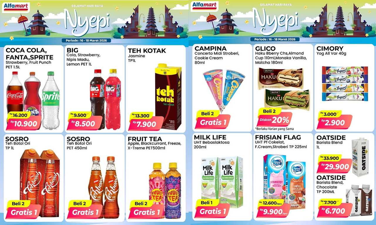 Promo Alfamart Minggu Ini 16-18 Maret 2026, Spesial Nyepi Beli 2 Teh Sosro Gratis 1