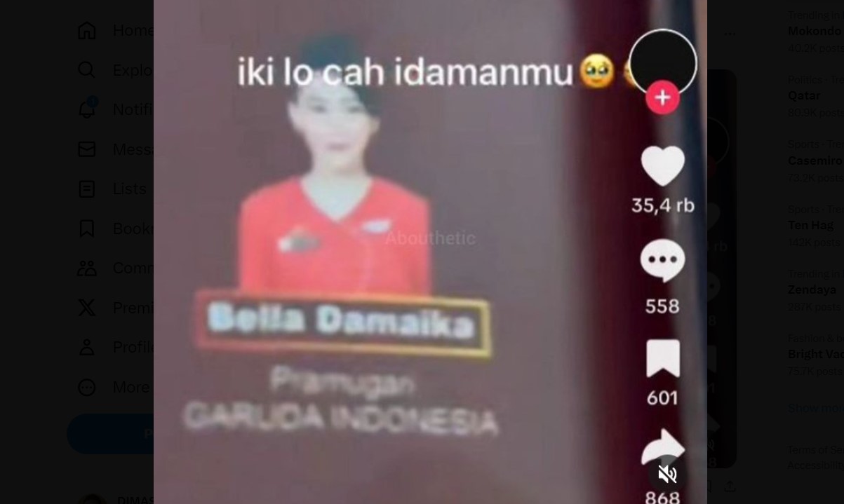 Viral Pramugari Bella Damaika yang Ketahuan Selingkuh Disebut Pindah ke Garuda Indonesia, Benarkah?