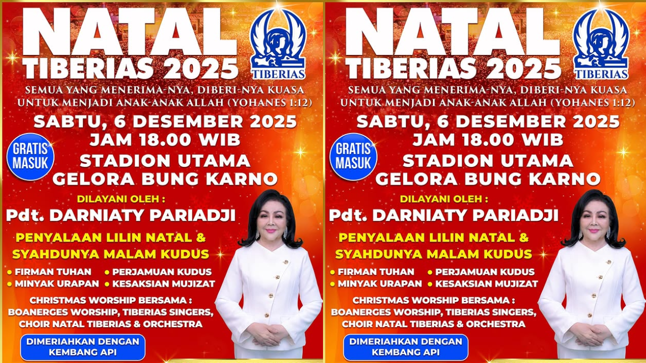 Natal Tiberias 2025 di GBK, Cek Jadwal dan Rangkaian Acara