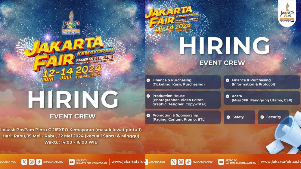 Lowongan Kerja Jakarta Fair 2024, Tersedia 7 Posisi!