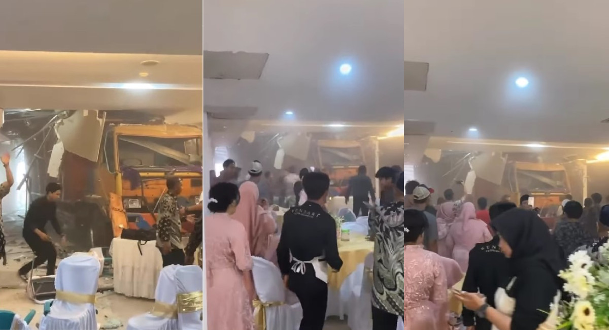 Pesta Pernikahan Buyar Usai Truk Tronton Tabrak Gedung Kesenian di Balikpapan, Netizen: 'Hadiah dari Mantan'