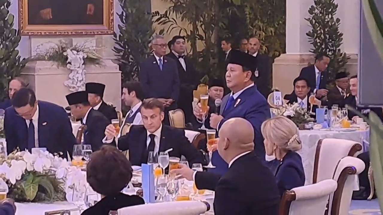 Bukan Alkohol, Istana: Minuman yang Disuguhkan saat Gala Dinner Prabowo-Macron 'Sari Apel'