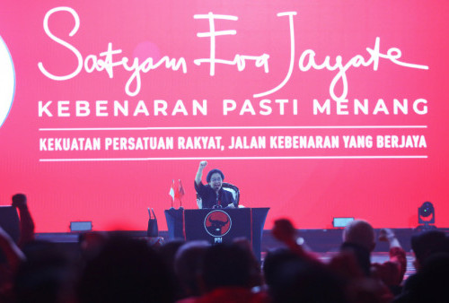 Rakernas V PDIP ini mengambil tema 'Satyam Eva Jayate, Kebenaran Pasti Menang' dengab sub tema 'Kekuatan Kesatuan Rakyat, Jalan Kebenaran Yang Berjaya.--Raka Denny/Harian Disway