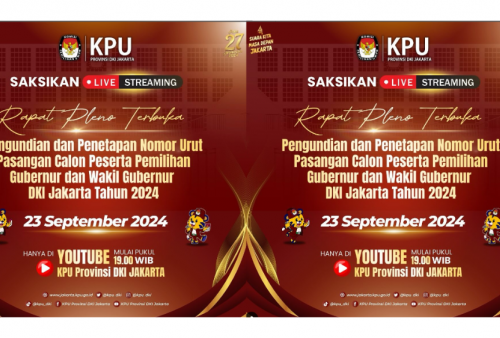 Jadwal dan Link Live Streaming Pengundian Nomor Urut Pilgub Jakarta 2024, Dimulai Pukul 19.00 WIB