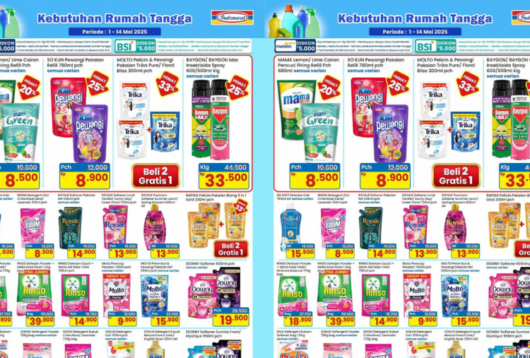 Promo Indomaret Terbaru Hari ini 4 Mei 2025, Aneka Detergent Pencuci Baju Mulai Rp8.000 Aja! 