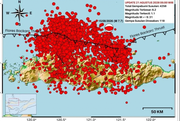 BMKG Catat 10.232 Gempa Susulan di Flores, Tersebar dalam Sejumlah Klaster