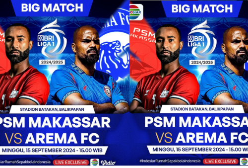 Link Live Streaming PSM Makassar vs Arema FC di BRI Liga 1 Hari Ini, Kick Off Pukul 15.30 WIB