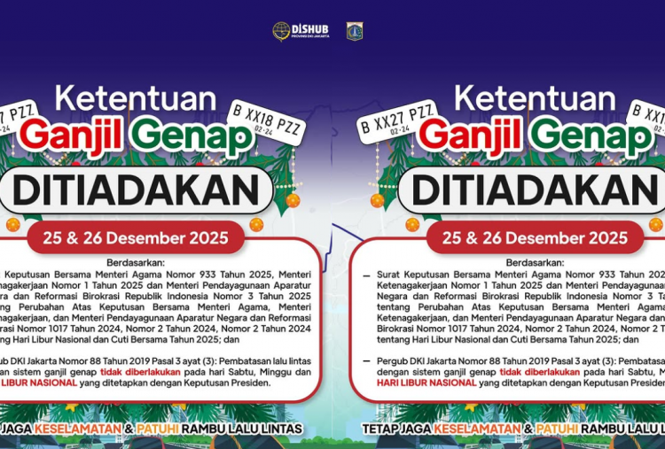 Libur Natal 2025! Jadwal Ganjil Genap Jakarta 25-26 Desember Ditiadakan, Pengendara Bebas Melintas