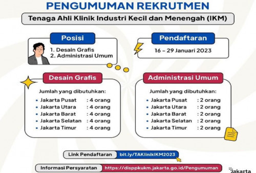 Dinas PPKUKM DKI Jakarta Buka Lowongan Kerja untuk 30 Orang Desain dan Administrasi Umum, Tunggu Apa Lagi!