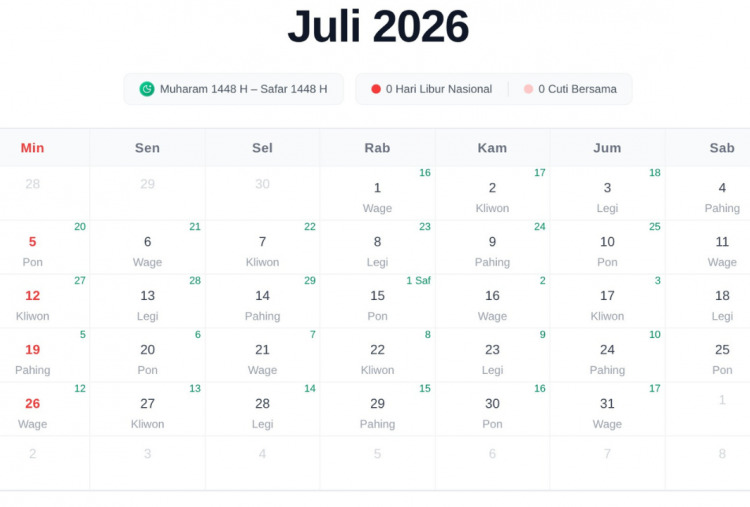 Deretan Hari Besar Nasional dan Internasional Juli 2026, Ada Hari Anak hingga Koperasi