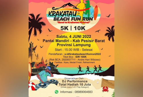 4 Juni Mendatang Krakatau Beach Fun Run, Ajang Lari sambil Menanti Sunset di Pantai Pesisir Barat 