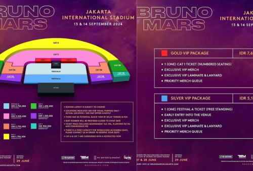Harga Tiket Konser Bruno Mars di JIS 13-14 September 2024, Paling Murah Rp950 Ribu