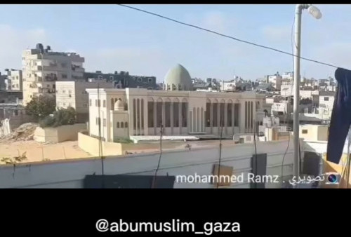 Detik-detik Masjid Khalid bin Walid di Jalur Gaza Hancur Dirudal Israel