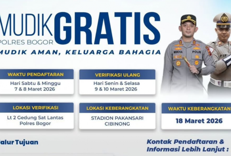 Link Daftar Mudik Gratis Polres Bogor 2026, Dibuka 7-8 Maret! Jangan sampai Ketinggalan