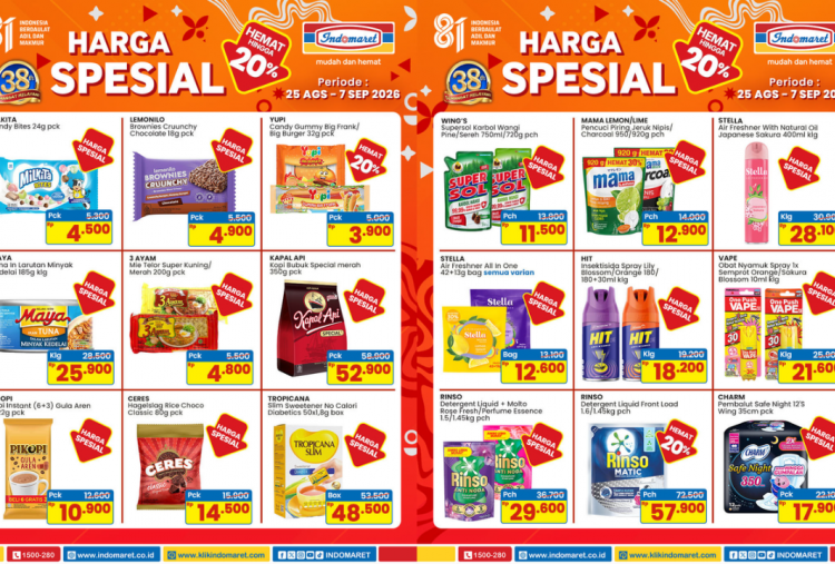 Promo Indomaret Akhir Pekan 5-6 September 2026, Ada Diskon Mama Lemon Pencuci Piring Cuma Rp12 Ribuan