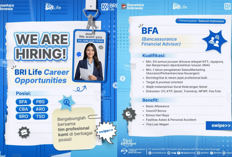 Lowongan Kerja BRI Life 2026 Resmi Dibuka, Lulusan D3-S1 Bisa Daftar Cek Kualifikasinya