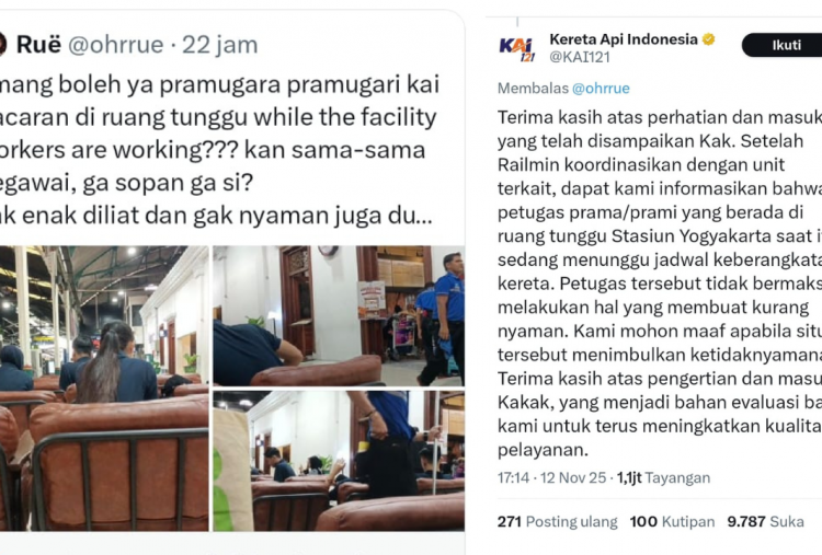 Viral Pramugara dan Pramugari KAI Dituding Pacaran di Stasiun Yogyakarta, Begini Klarifikasi KAI