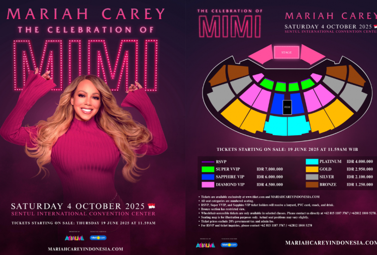 Link dan Cara Beli Tiket Konser Mariah Carey di Bogor 2025, Dibuka Hari ini Pukul 12.00 WIB