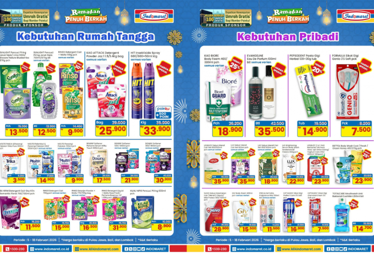 Promo Indomaret Terbaru Akhir Pekan 7 Februari 2026, Diskon Kebutuhan Rumah Aneka Detergent Mulai Rp13.000