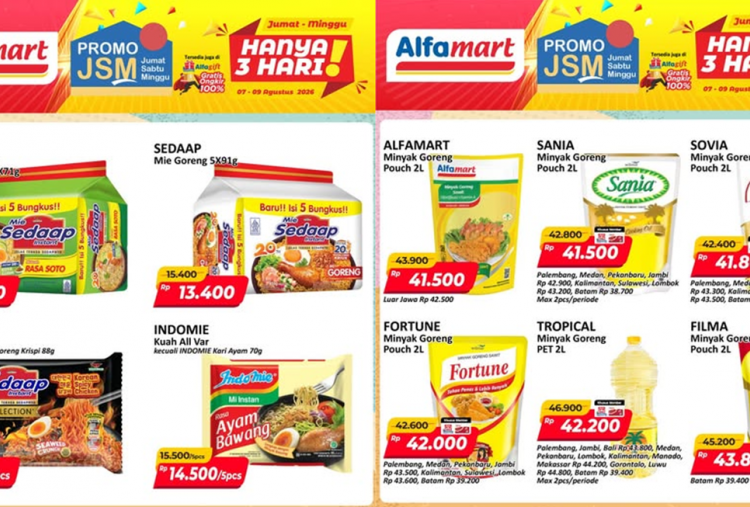 Promo JSM Alfamart Terbaru 7-9 Agustus 2026, Diskon Minyak Goreng-Mie Instan Mulai Rp8 Ribuan