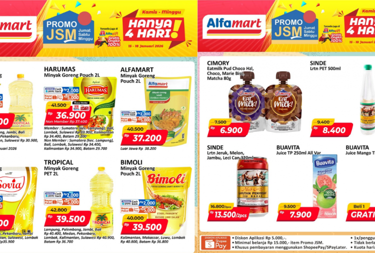 Katalog Promo JSM Alfamart Terbaru 16-18 Januari 2026, Minyak Goreng Bimoli-Tropical Mulai Rp29 Ribuan