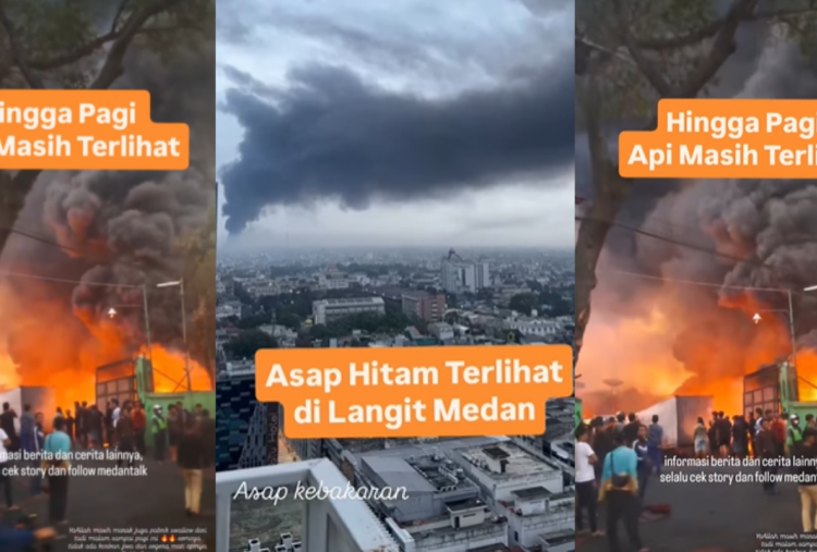 Kebakaran Pabrik Sandal Swallow di Medan, Kepulan Asap Hitam masih Membubung Tinggi!