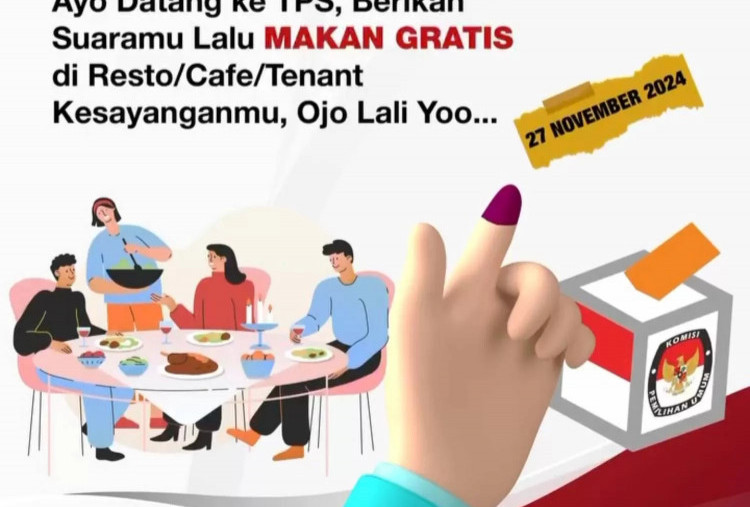 96 Promo Makan Gratis Pilkada 27 November 2024 di Surabaya, Cukup Tunjukkan KTP dan Jari Bertinta