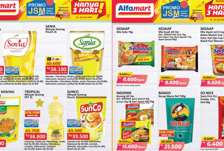 Promo JSM Alfamart Terbaru 18-20 Juli 2025, Belanja Mie Instan-Minyak Goreng Mulai Rp8 Ribuan