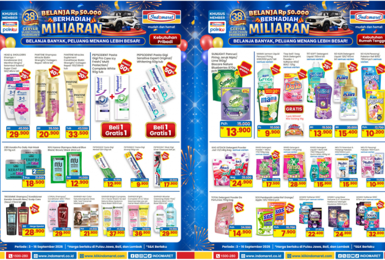 Promo Indomaret Terbaru Hari ini 12 September 2026, Diskon Detergent Rinso-Downy Mulai Rp15 Ribuan