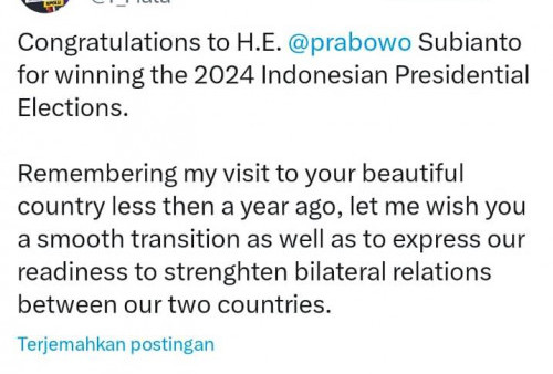 PM Ceko Beri Ucapan Selamat kepada Prabowo-Gibran, Siap Perkuat Hubungan Bilateral