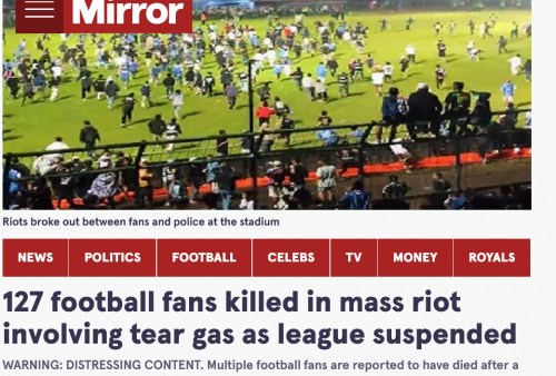 Media Asing Soroti Kerusuhan Sepak Bola di Stadion Kanjuruhan yang Menewaskan 127 Orang 