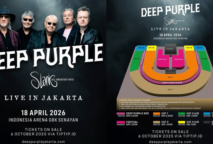 Deep Purple dan Slank Gelar Konser di Jakarta 18 April 2026, Harga Tiket Mulai Rp500 Ribu