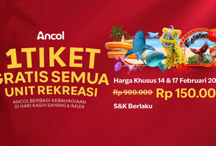 Beli 1 Tiket Ancol Cuma Rp150.000 Buat Semua Wahana 14 dan 17 Februari 2026 Spesial Valentine dan Imlek, Kuota Terbatas!
