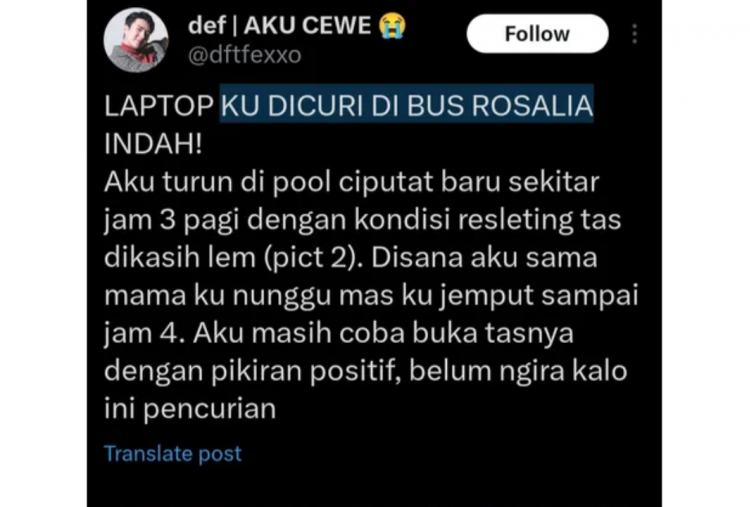 Rekam Jejak Kasus Laptop Ditukar Buku di Bus Rosalia Indah, Ternyata Sudah Sering Terjadi