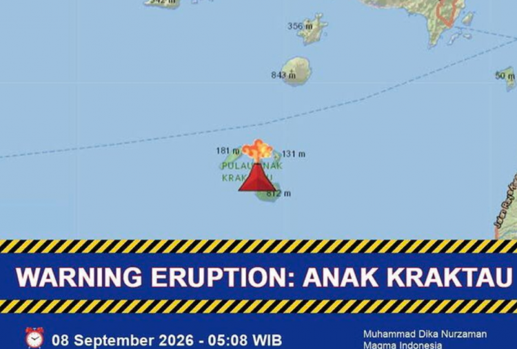 Gunung Anak Krakatau Kembali Erupsi Pagi Ini, Sebaran Abu Vulkanik Mulai Menjauh