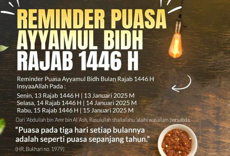 Tata Cara Pelaksanaan Puasa Ayyamul Bidh Rajab 1446 Hijriah yang Dimulai Hari Ini sampai 15 Januari 2025