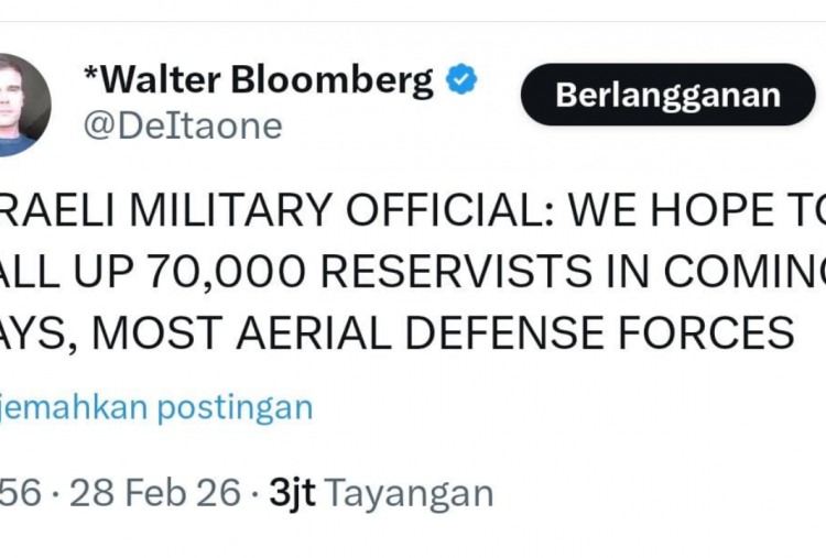 Heboh di X Pejabat Israel Siapkan 70.000 Pasukan untuk Perang Lawan Iran, Warganet Kaitkan Kemunculan Dajjal