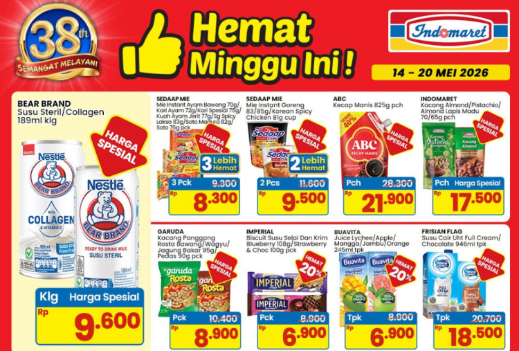 Katalog Promo Indomaret Minggu ini 18-24 Mei 2026, Diskon Bear Brand Susu Steril Collagen Cuma Rp9 Ribu