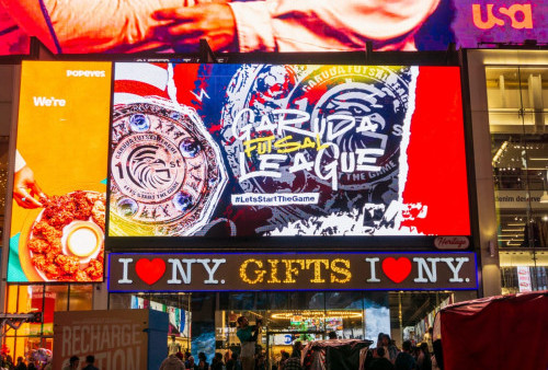 Iklan Garuda Futsal League 2024 Tayang di Times Square New York