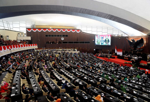 Suasana Sidang Tahunan MPR dan Sidang Bersama DPR - DPD Tahun 2023 di Gedung Nusantara, Kompleks Parlemen, Senayan, Jakarta, Rabu (16/8/2023). (Raka Denny/Harian Disway)