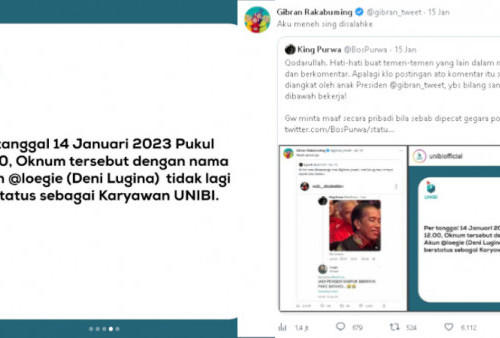 Gibran Beri Respons Menohok Soal Pegawai UNIBI yang Dipecat Gegara Hina Jokowi