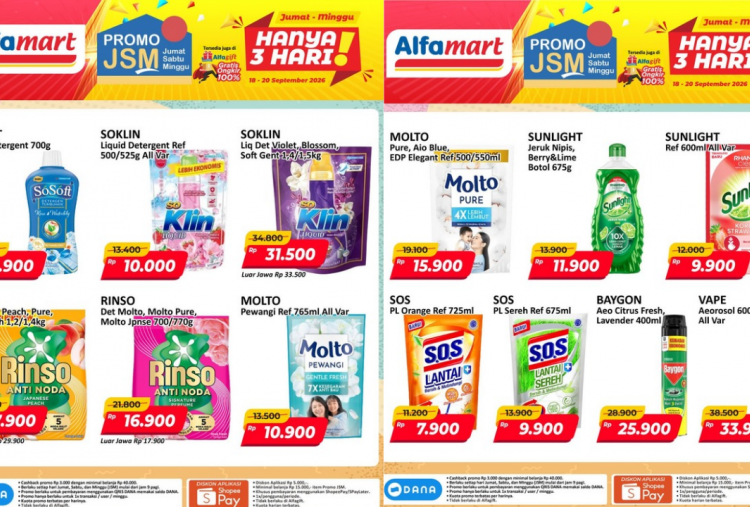 Promo JSM Alfamart Terbaru Hari Ini 20 September 2026, Sabun Sunlight Diskon hanya Rp9 Ribuan