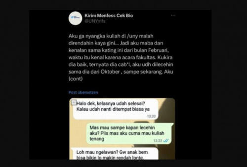 Viral Pengakuan Maba UNY Dilecehkan MF Anggota BEM FMIPA: Gak Nyangka Kuliah di UNY Direndahin Gini