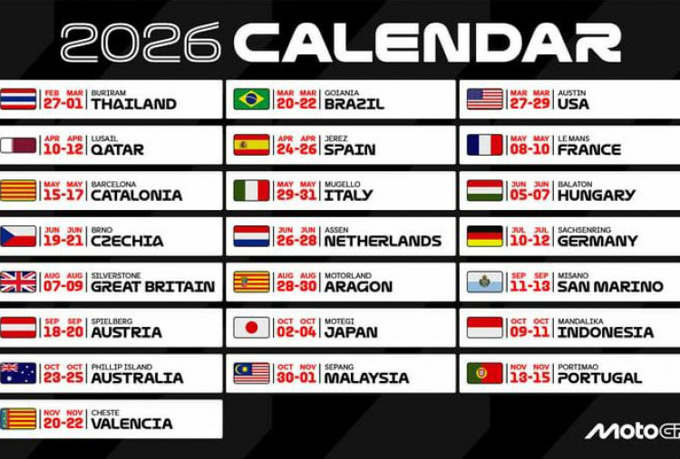 Resmi! Ini Jadwal Lengkap MotoGP 2026 dan Kembalinya GP Brasil