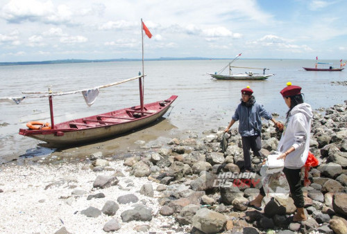 Mahasiswa saat memungut sampah yang berceceran di Pantai Kenjeran Surabaya Jawa Timur, Minggu 21 Januari 2024. Aksi bakti sosial dengan bersih-bersih Sampah di Pantai Kenjeran
oleh mahasiswa yang tergabung dalam Perhimpunan mahasiswa Katolik Republik Indonesia (PMKRI) Cabang Surabaya tersebut bertujuan sebagai bentuk kepeduliannya terhadap lingkungan. Mereka 
mengumpulkan bermacam jenis sampah. Mulai dari sampah plastik sachet, botol plastik, hingga rumput sintetis yang berhasil di kumpulkan dalam 20 trash bag besar. (Moch Sahirol/Harian Disway)