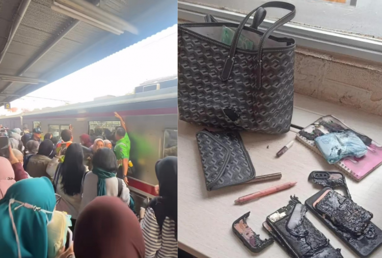 Detik-Detik HP Penumpang KRL Meledak dan Berasap di Stasiun Rawa Buntu, Bikin Panik Satu Gerbong