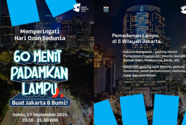Jadwal dan Lokasi Pemadaman Lampu Serentak di Jakarta, Peringati Hari Ozon Sedunia 2026