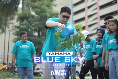  Thamrin Brothers Tanam Ratusan Pohon Tabebuya di Yamaha Blue Sky Project Sekanak Lambidaro