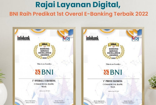 Digital Banking Unggul, BNI Raih Penghargaan The 1st Overall E-Banking Terbaik 2022 