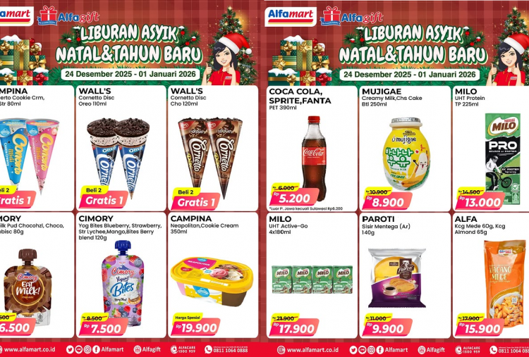 Promo Alfamart Terbaru 24-25 Desember 2025 Spesial Natal, Beli 2 Es Krim Cornetto Gratis 1!